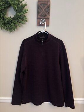 Age Of Wisdom Mens Size L Reversible 1/4 Zip Pullover Burgundy Black